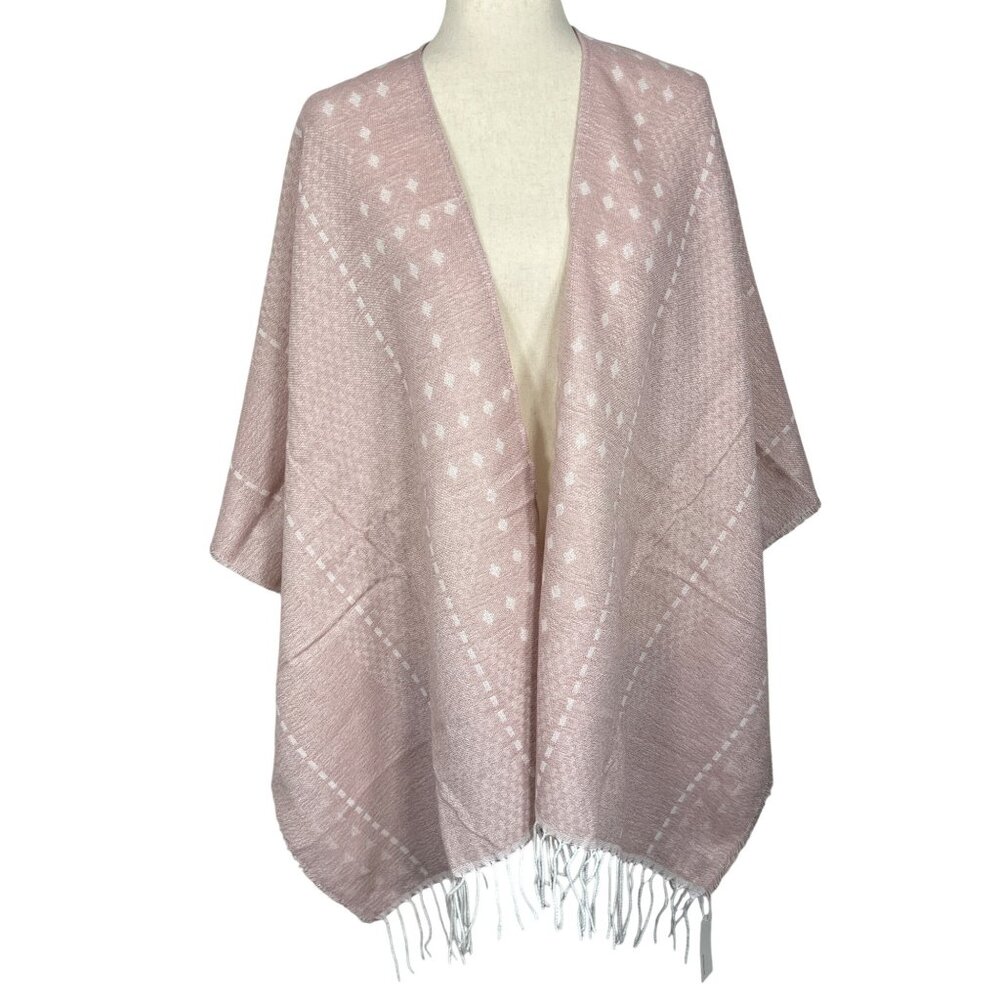 GENTLE FAWN Hermosa Fringed Kimono/Poncho Shawl Dusty Pink Size XS/S NWT